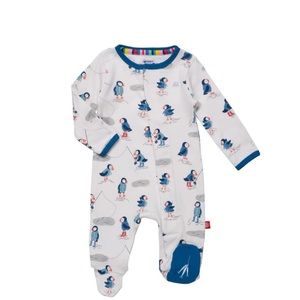Magnetic Me Stud Puffin Organic Cotton Footie 0-3M